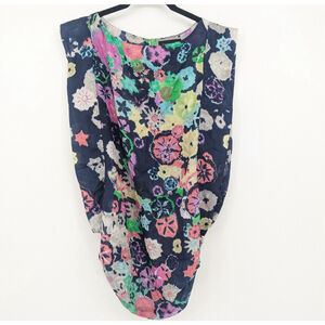 Season JS Blouse Womens Medium Multicolor Silk Tie Dye Ruched‎ Sleeveless Top